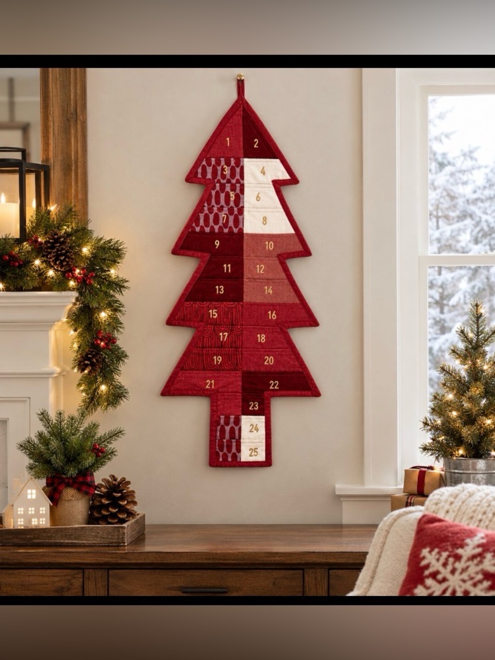 Advent Calendar West Elm + Marimekko Linen Cotton Christmas Tree 28 in. Tall